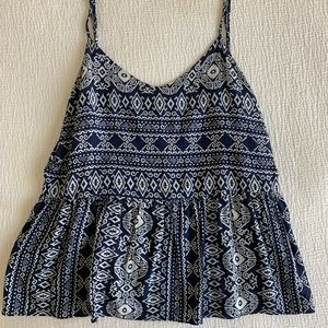 Blue and White summer tank. Peplum style